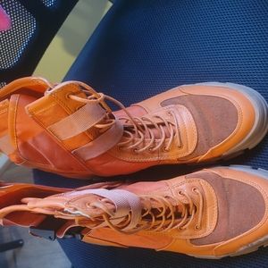 Orange Cape Cod boots with side zipper